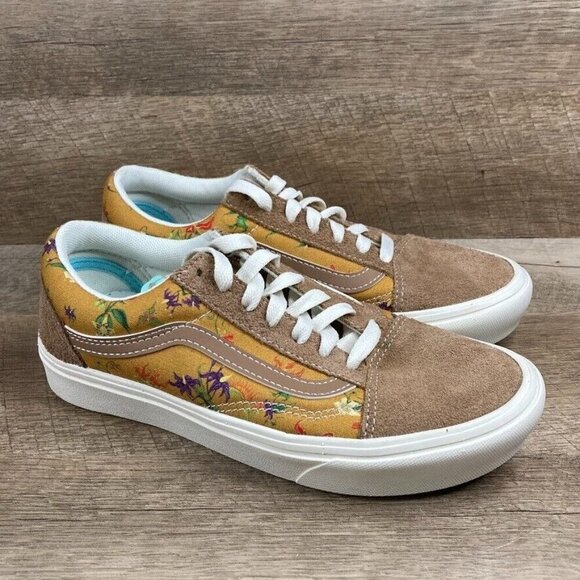 Vans Shoes - VANS Comfycush Old Skool Fatal Floral Golden Brown Shoes Sneakers Womens 6 NEW